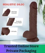 Realistic Silicone Suction Cup Dildo 7.8 Inch Brown - Image 2