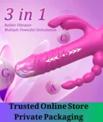 Rechargeable Rabbit Vibrator with Thrusting Function Rose - Image 3