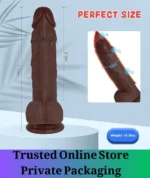 Realistic Silicone Suction Cup Dildo 7.8 Inch Brown - Image 3