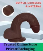 Realistic Silicone Suction Cup Dildo 7.8 Inch Brown - Image 5